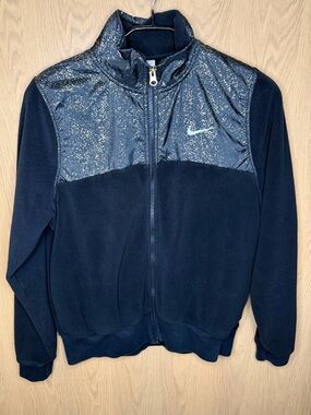 Nike Black Fleece Jacket with Gold Sparkle Yoke